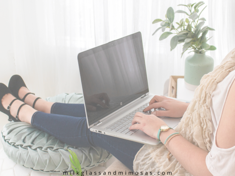 Woman Blogging on Couch